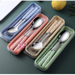 不銹鋼+小麥餐具套裝 （透視盒）－2H-LB-0044